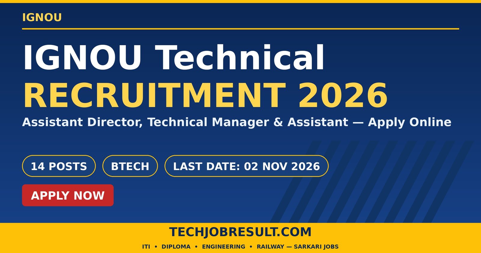 IGNOU Technical Recruitment 2026
