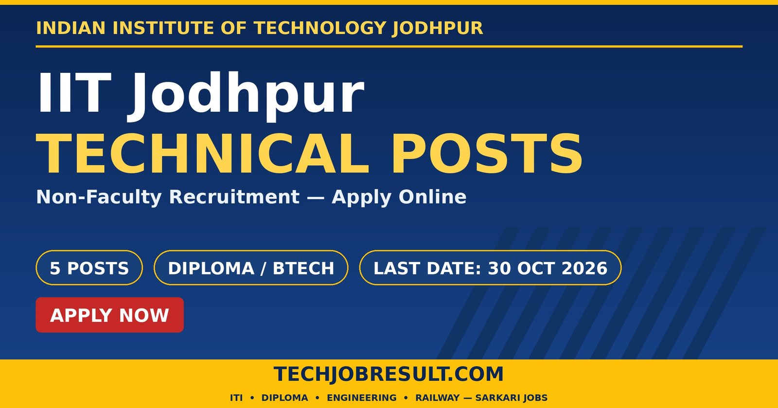 IIT Jodhpur Technical Posts Recruitment 2026
