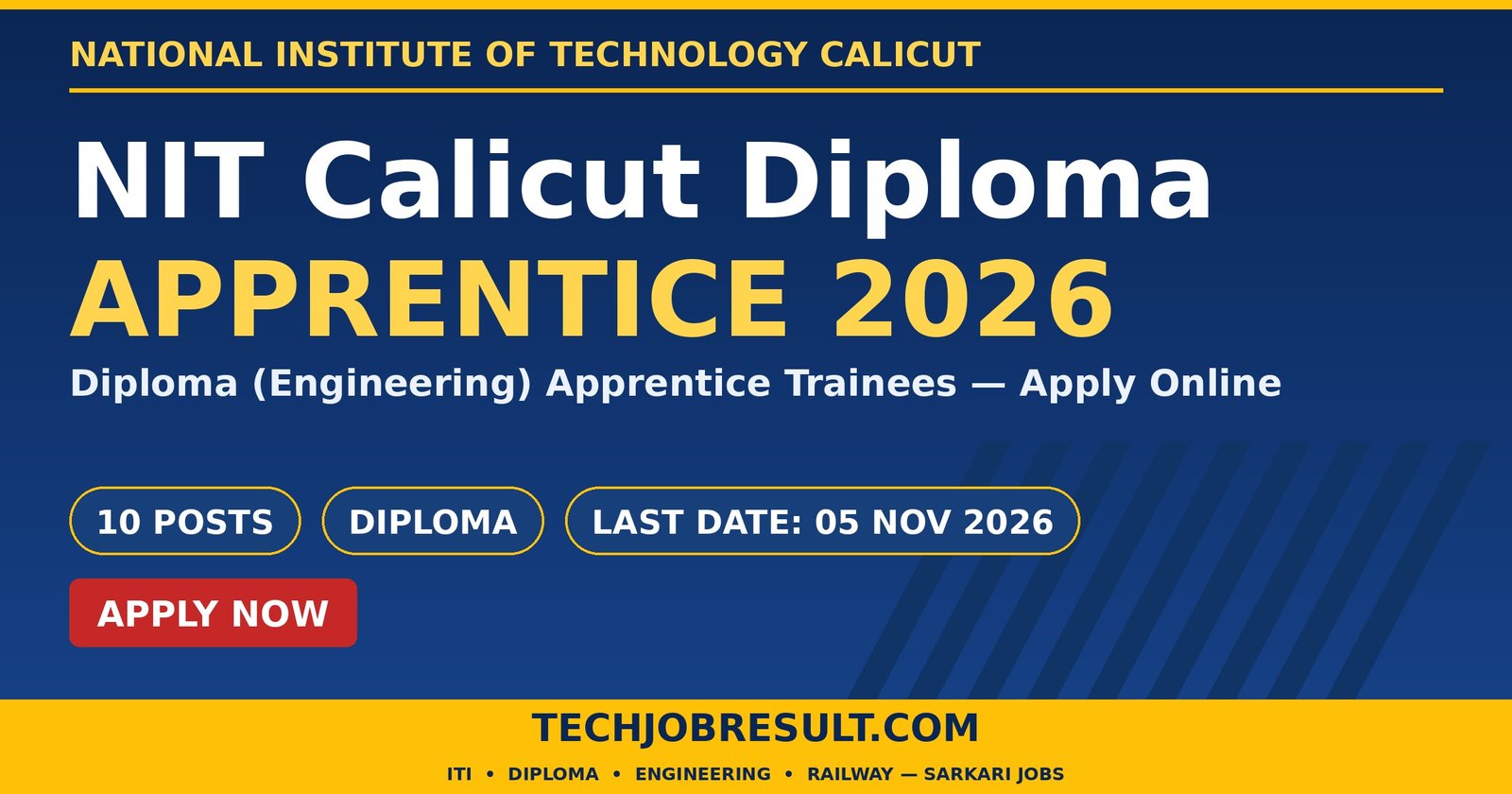 NIT Calicut Diploma Apprentice Recruitment 2026