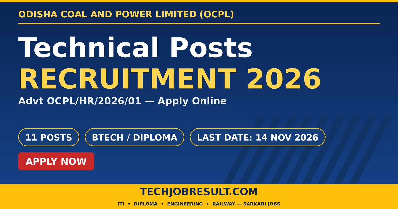 OCPL Technical Recruitment 2026 — 11 Posts, Apply Online