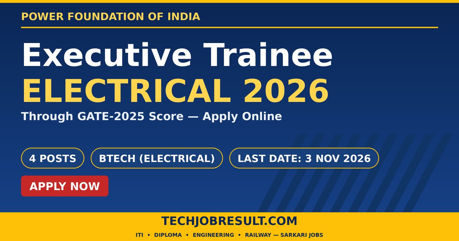 Power Foundation of India Executive Trainee Recruitment 2026